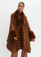 Faux Fur Trim Poncho