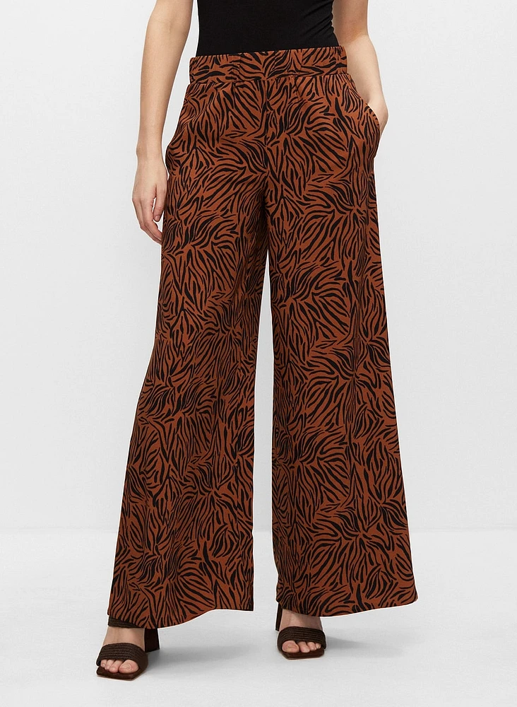 Zebra Print Wide Leg Pants