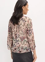 Floral Frilled Neck Blouse