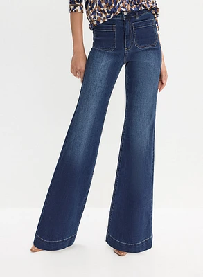 Patch Pocket Flare Leg Jeans