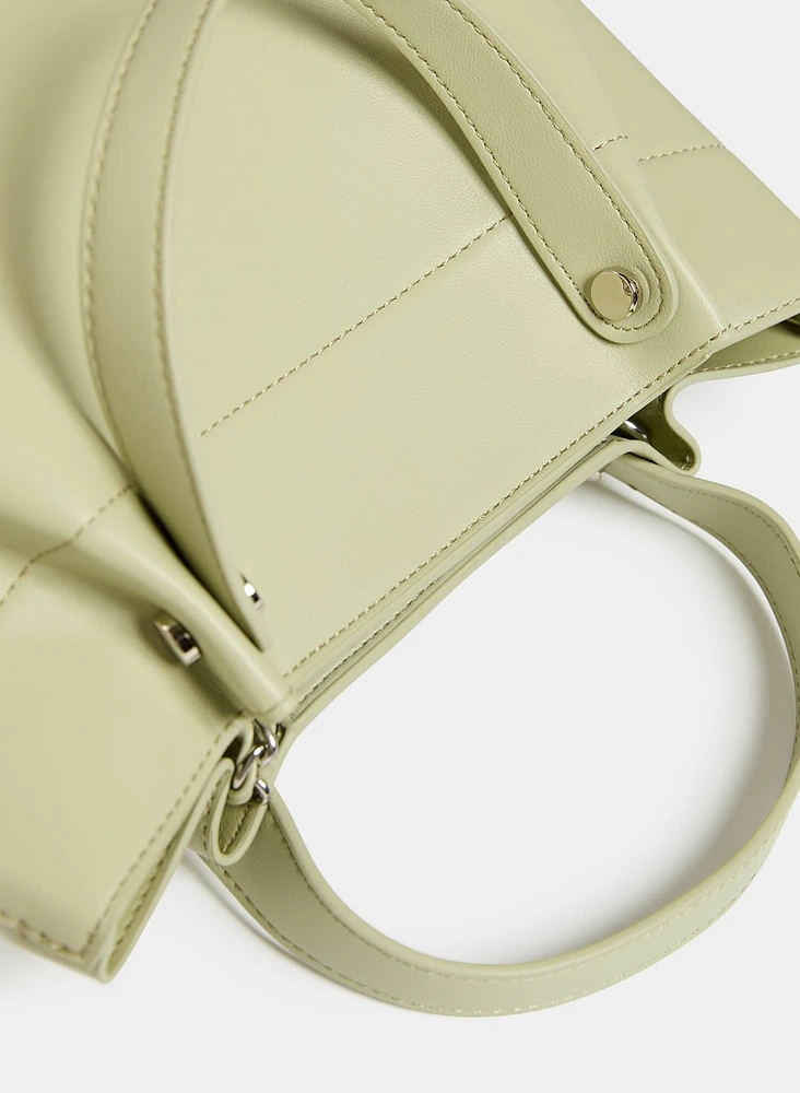 Layered Chain Detail Satchel Handbag