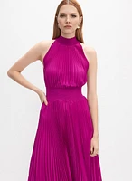 Pleated Satin Dress