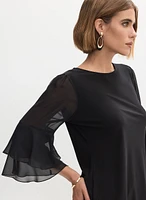 Chiffon Ruffle Sleeve Top