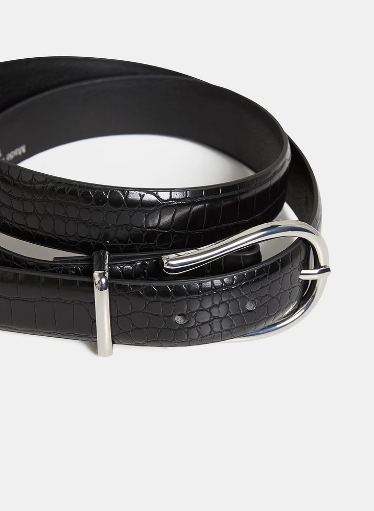 Croc-Embossed Belt