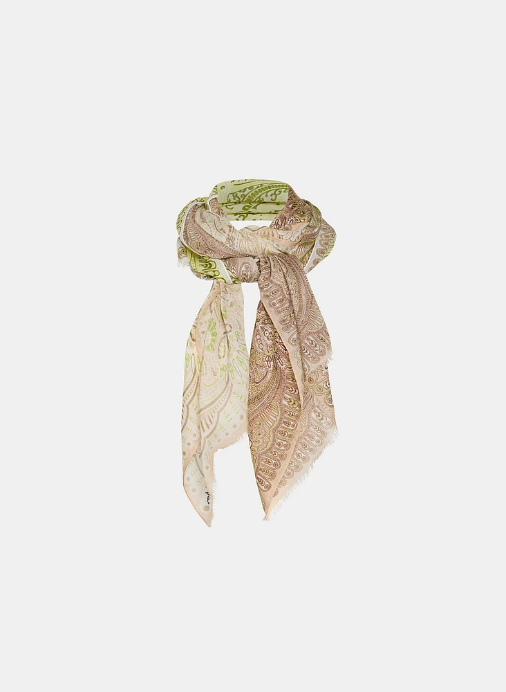 Fringe Hem Paisley Scarf