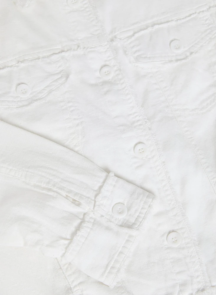 Frayed Linen-Blend Jacket