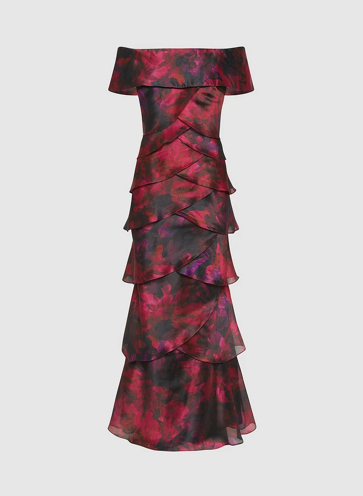 Tiered Off-Shoulder Floral Dress