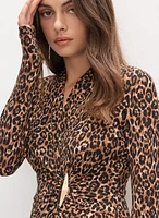 Joseph Ribkoff - Leopard Print Faux Wrap Jumpsuit