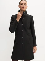 Stand Collar Wool-Blend Coat