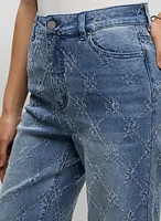 Distressed Detail Wide Leg Jeans