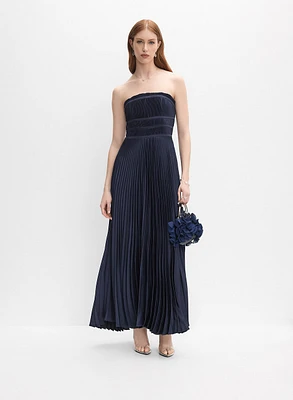 Satin Plissé Dress