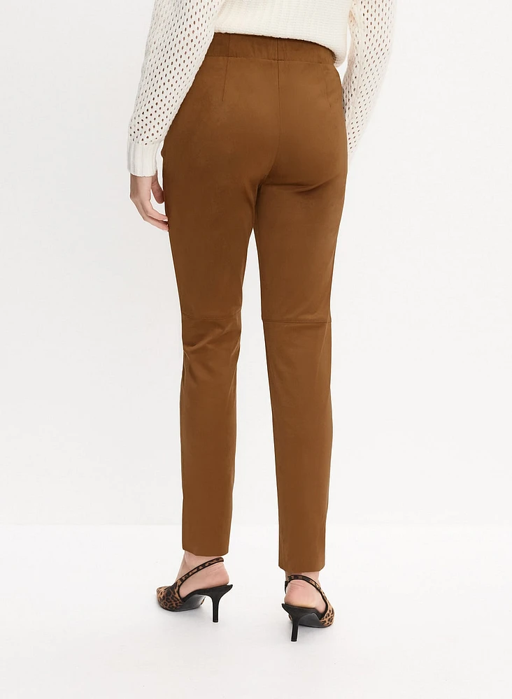 Vegan Suede Slim-Leg Pants