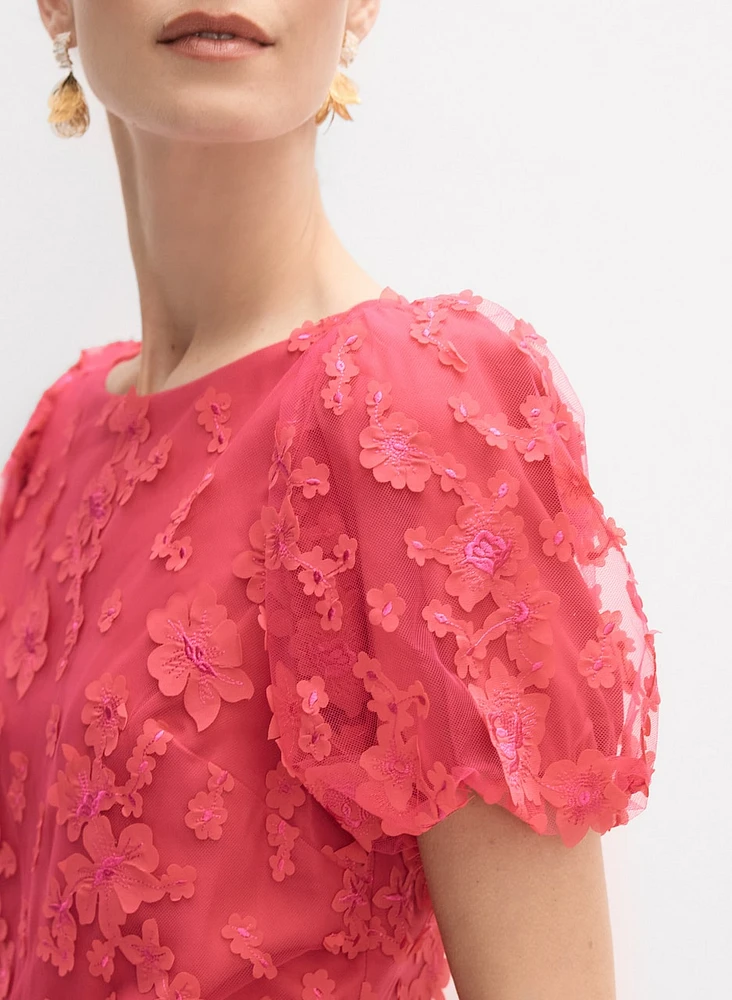 3D Floral Overlay Dress