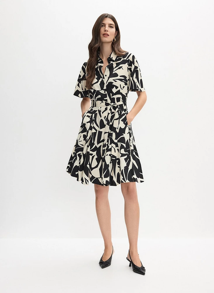 Geometric Print Shirt-Dress