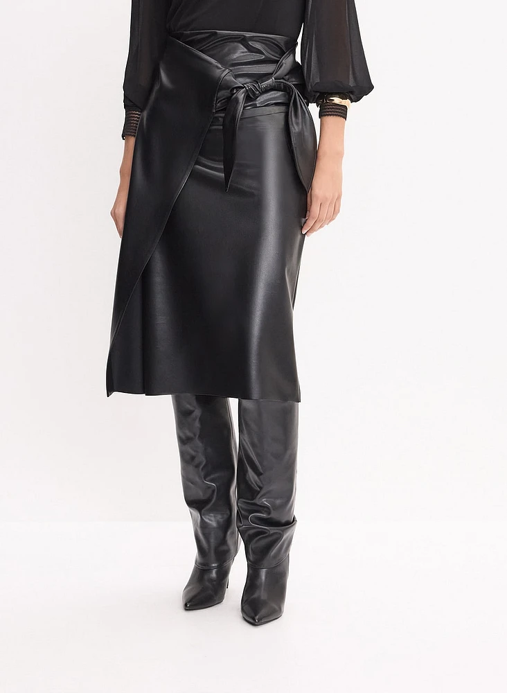 Joseph Ribkoff - Vegan Leather Wrap Skirt