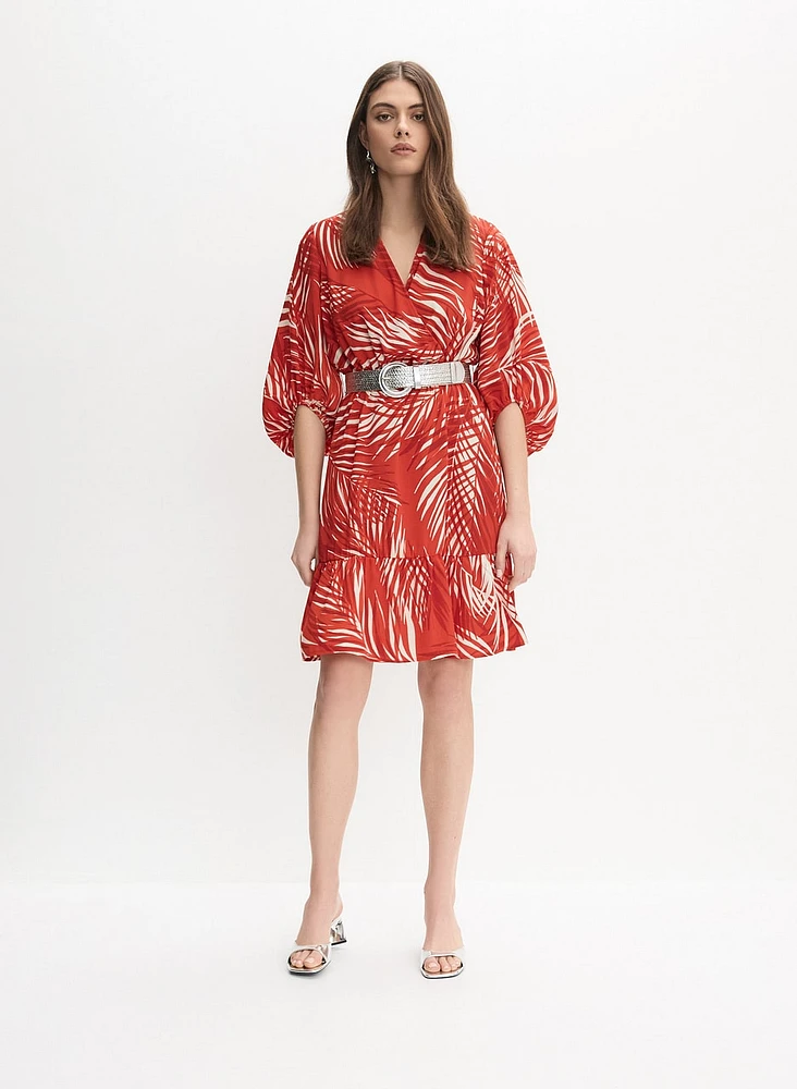 Joseph Ribkoff - Belted Tropical Print Dress