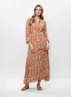 Robe maxi à motif fleuri