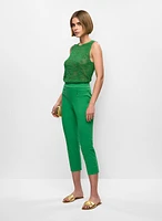 Pull-On Slit Hem Capris