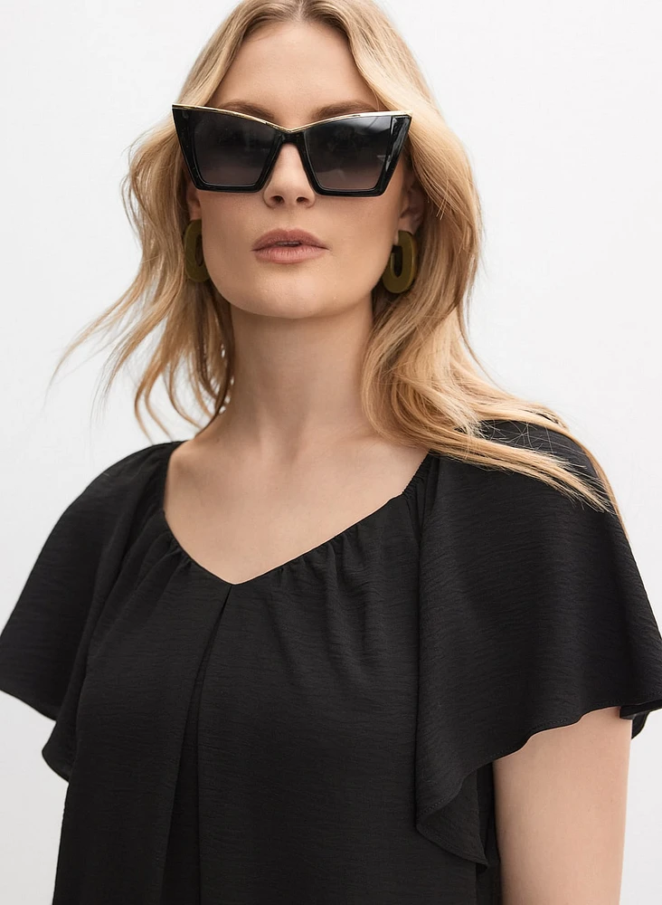 Robe effet froissé à encolure en V
