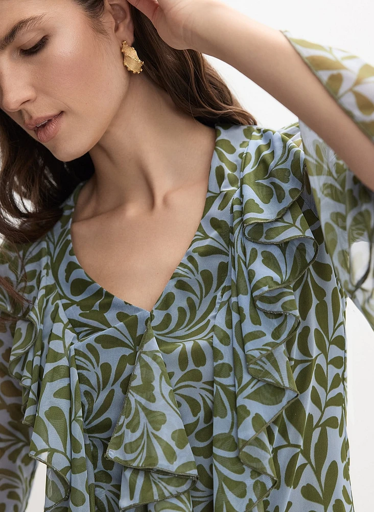 Blouse volantée à motif de vignes