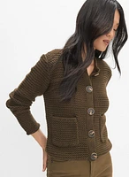 Cropped Crew Neck Cardigan