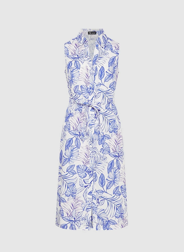 Leaf Print Linen Dress