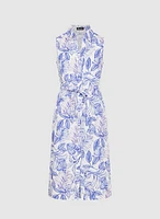 Leaf Print Linen Dress