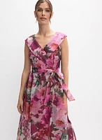 Robe florale en taffetas