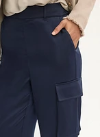 Satin Wide-Leg Cargo Pants