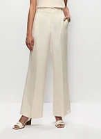 Pantalon à jambe large en mélange de lin