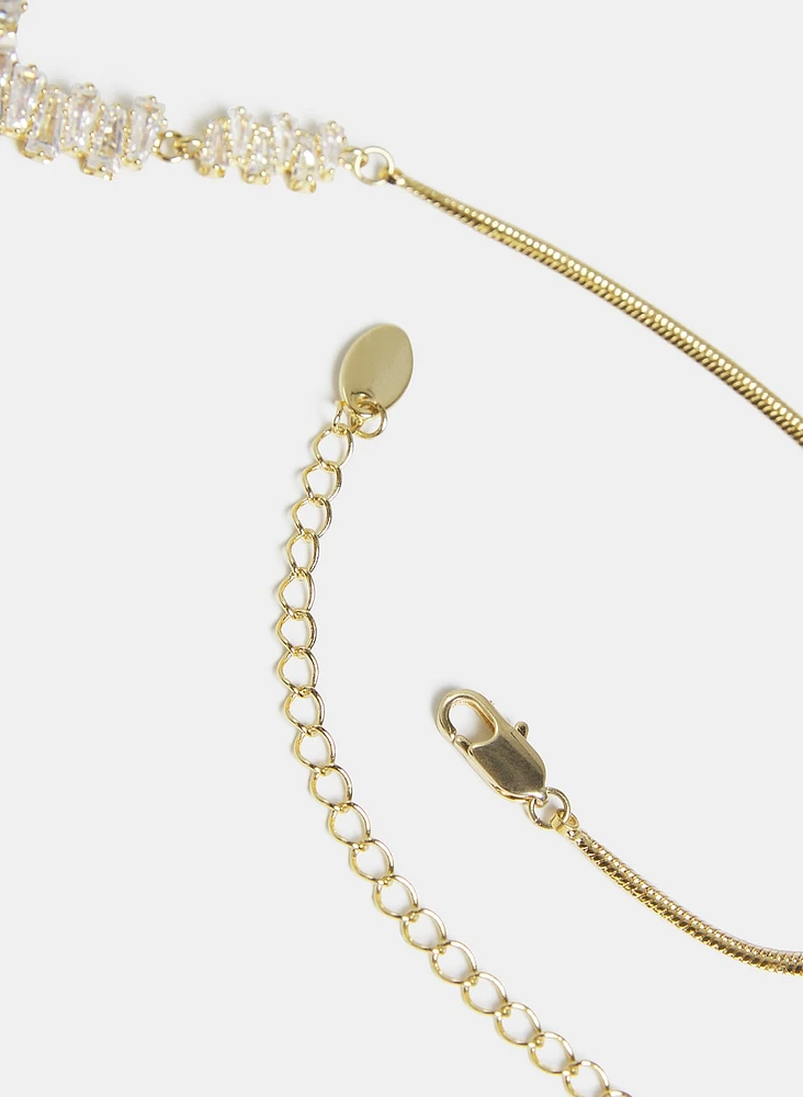Cubic Zirconia Baguette Necklace
