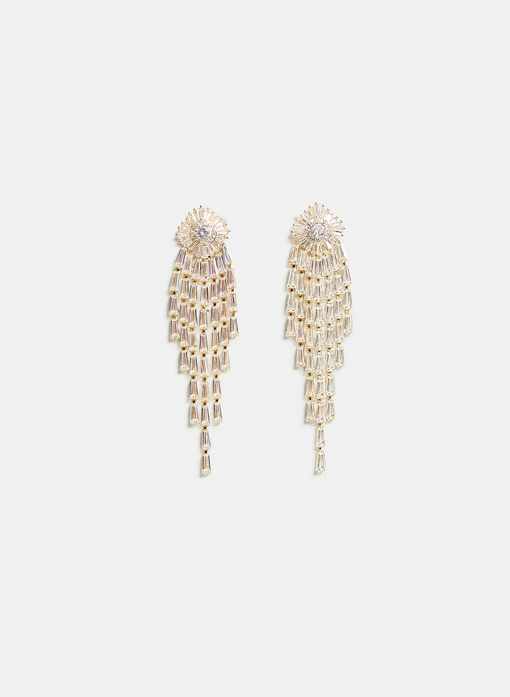 Boucles d'oreilles à zircons cubiques en cascade