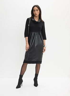 Joseph Ribkoff - Vegan Leather Cowl Neck Dress