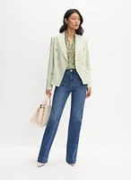 Double-Breasted Blazer & Pocket Flare-Leg Jeans