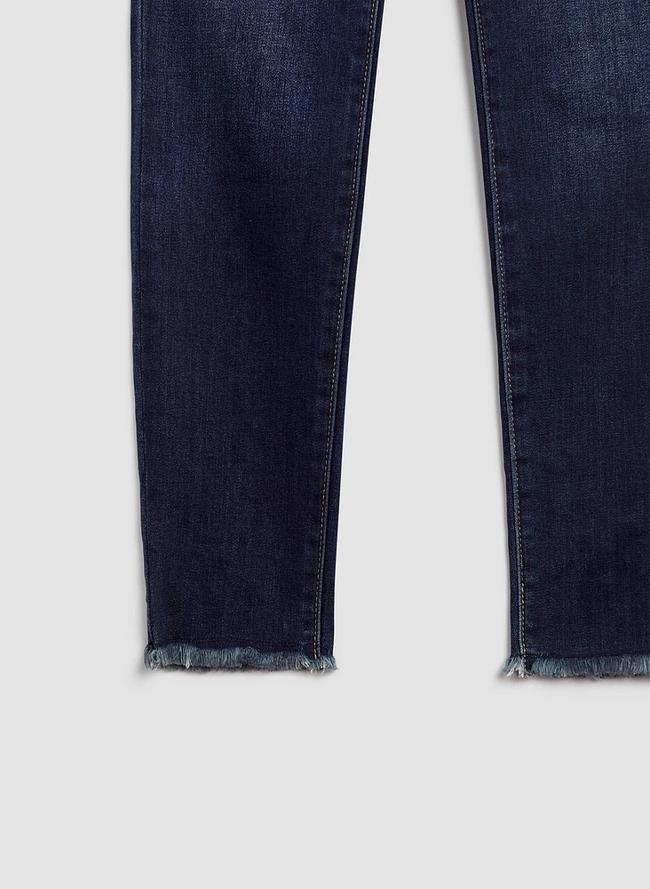 Frayed Hem Slim Leg Jeans