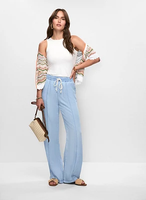 Short Sleeve Cardigan & Wide Leg Pants