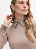 Satin Collar Long Sleeve Fooler Top