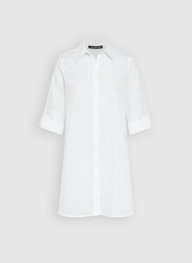 Cotton Rhinestone Embellished Blouse