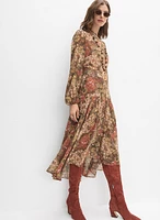 Belted Paisley Shirt Dress