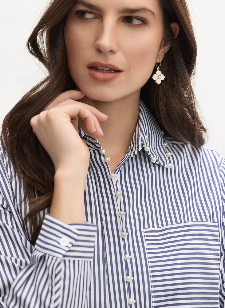 Joseph Ribkoff - Striped Pearl Detail Blouse