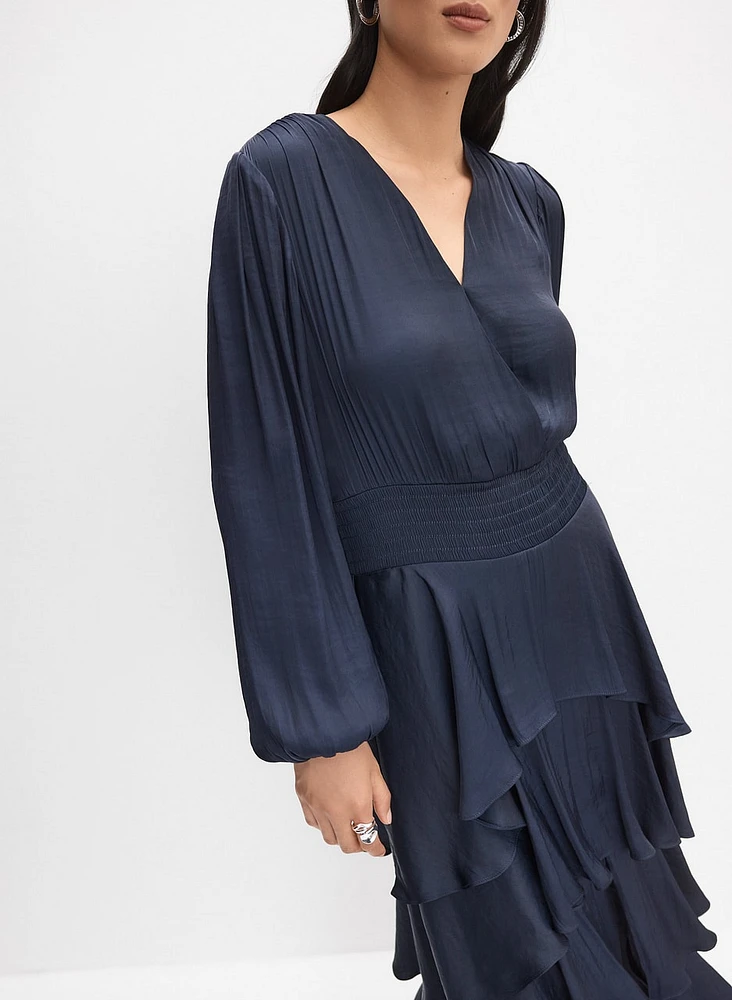 Tiered Satin Dress