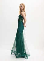 Embroidered Sweetheart Neck Gown