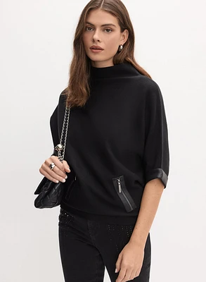 Joseph Ribkoff - Faux-Leather Trim Sweater