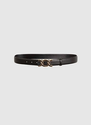 Leather Belt With Linked Ring Buckle