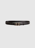 Leather Belt With Linked Ring Buckle