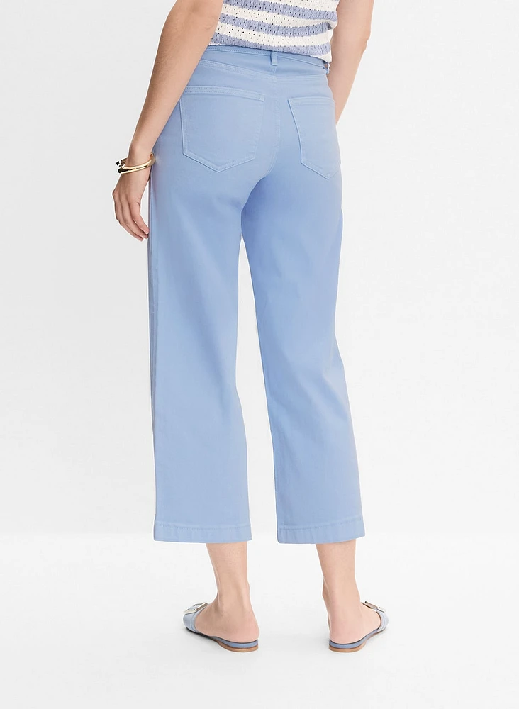 Wide-Leg Denim Capris