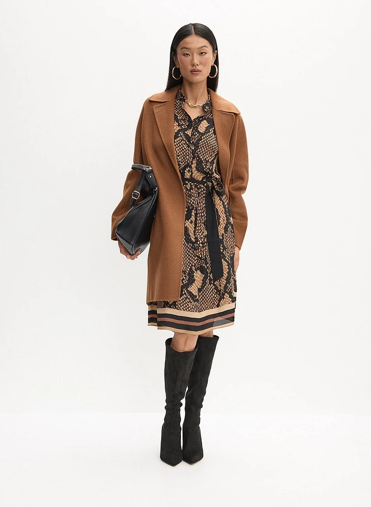 Wool-Blend Coat & Animal Print Dress