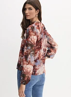 Floral Frilled Neck Blouse