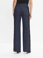 Lace Applique Denim Pants