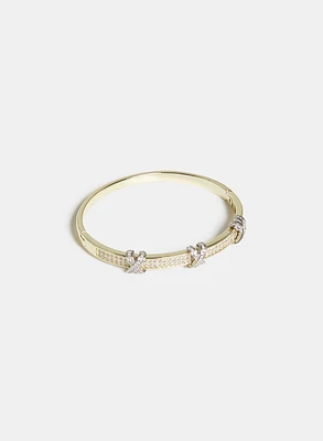 Two-Tone Brass Bangle Bracelet
